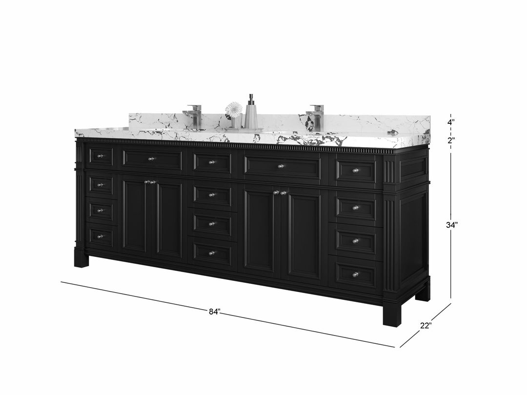 Paris 84 in. W x 22 in. D Double Sink Bathroom Vanity