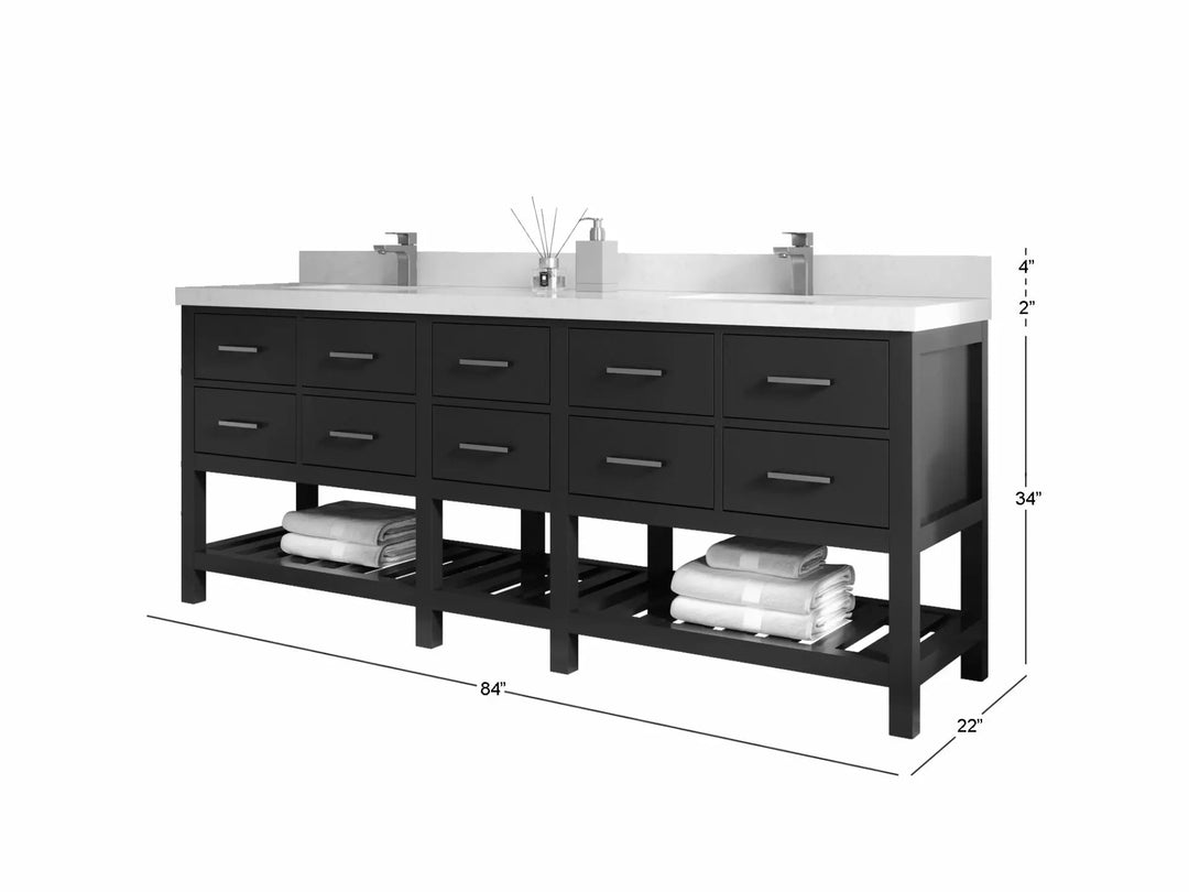 Parker 84 in. W x 22 in. D Double Sink Bathroom Vanity (Navy Blue)