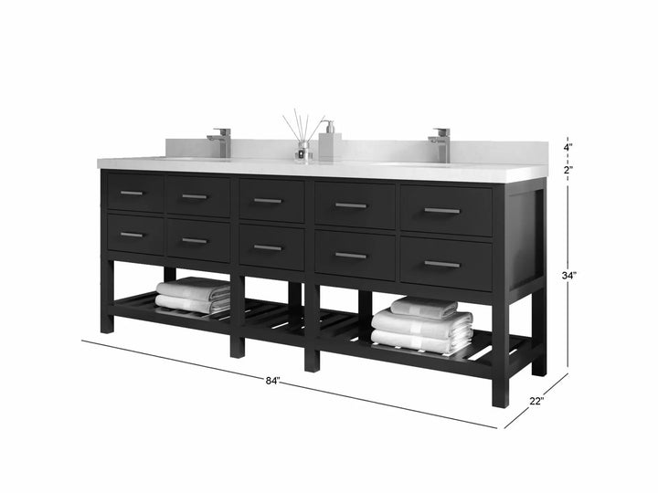Parker 84 in. W x 22 in. D Double Sink Bathroom Vanity (Navy Blue) - photo 5
