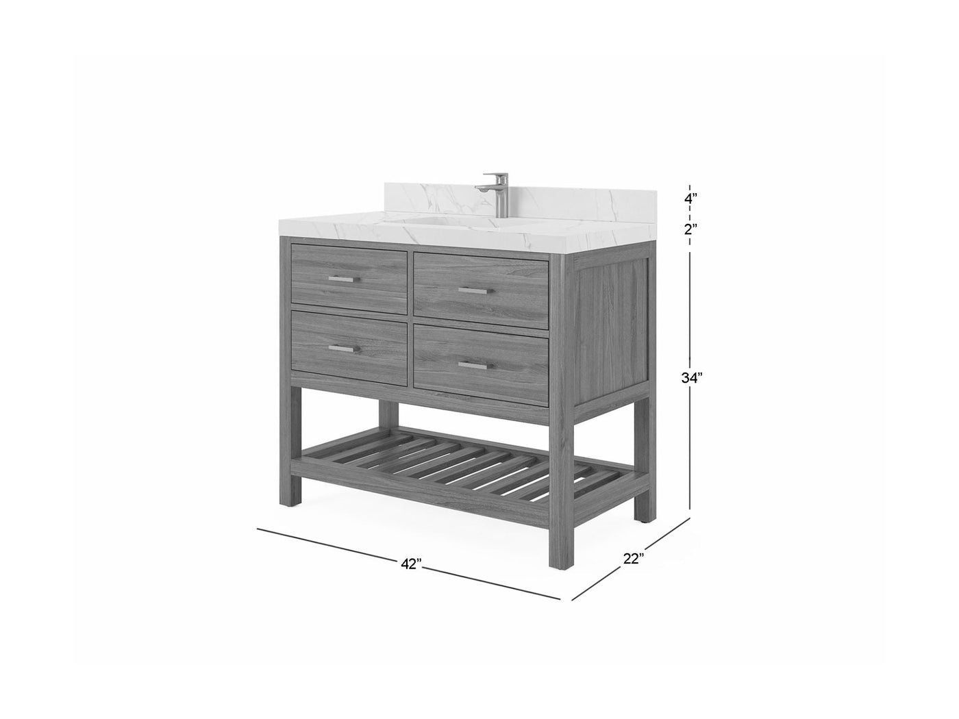 Parker Teak Wood 42 in. W x 22 in. D Single Sink Bathroom Vanity
