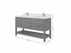 Parker Teak Wood 60 in. W x 22 in. D Double Sink Bathroom Vanity - photo 5