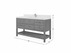 Parker Teak Wood 60 in. W x 22 in. D Single Sink Bathroom Vanity - photo 5