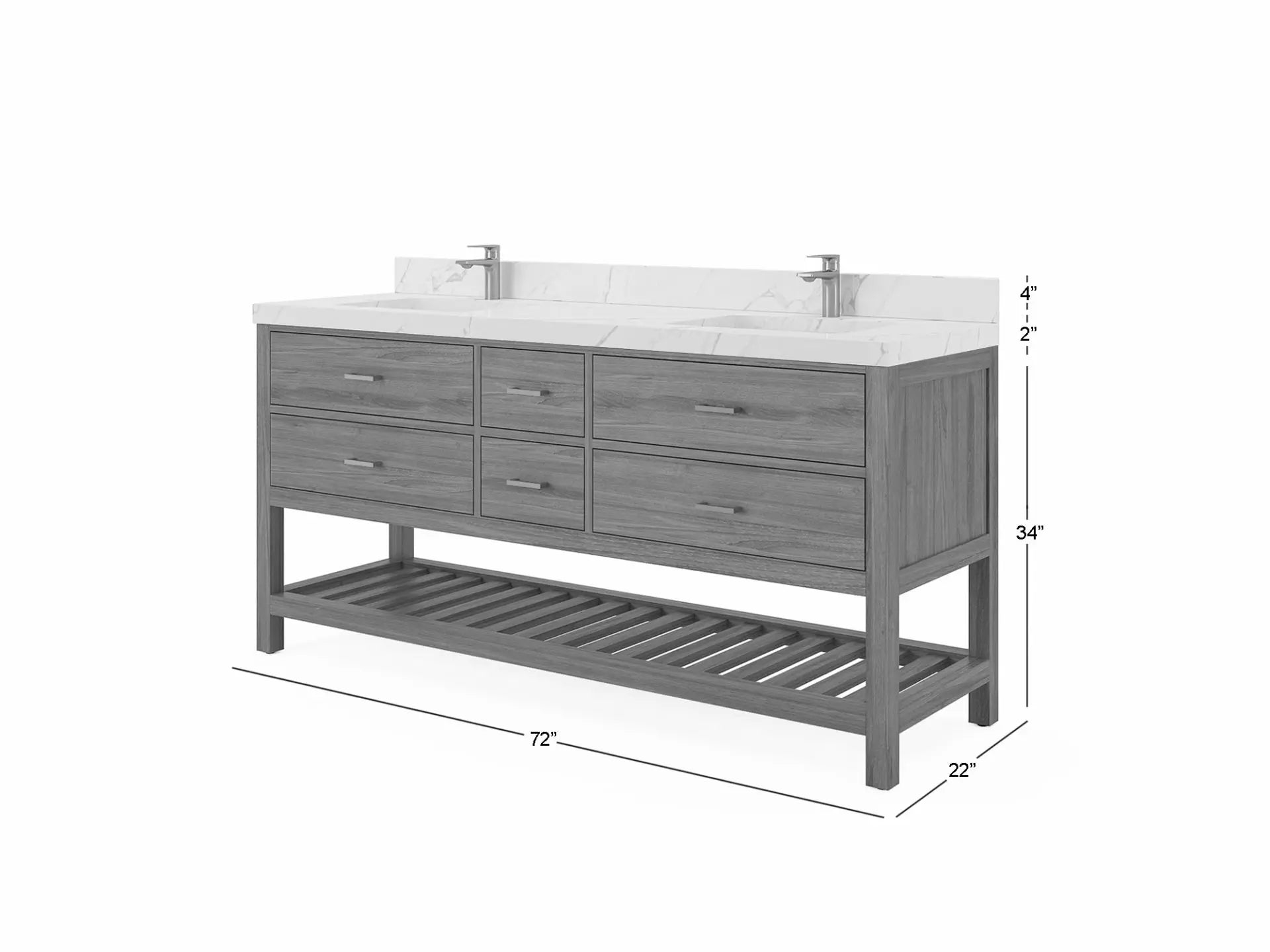 Parker Teak Wood 72 in. W x 22 in. D Double Sink Bathroom Vanity - Willow Bath and Vanity