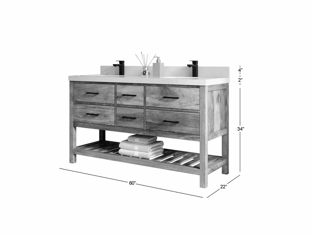Parker Mango Wood 60 in. W x 22 in. D Double Sink Bathroom Vanity | 
              
                Natural Mango
                
                  
             - PRK_MG_NTR_WHQZ_60D - photo №6