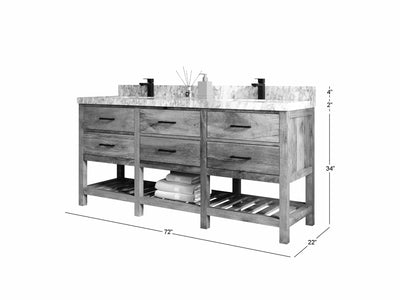 Parker Mango Wood 72 in. W x 22 in. D Double Sink Bathroom Vanity