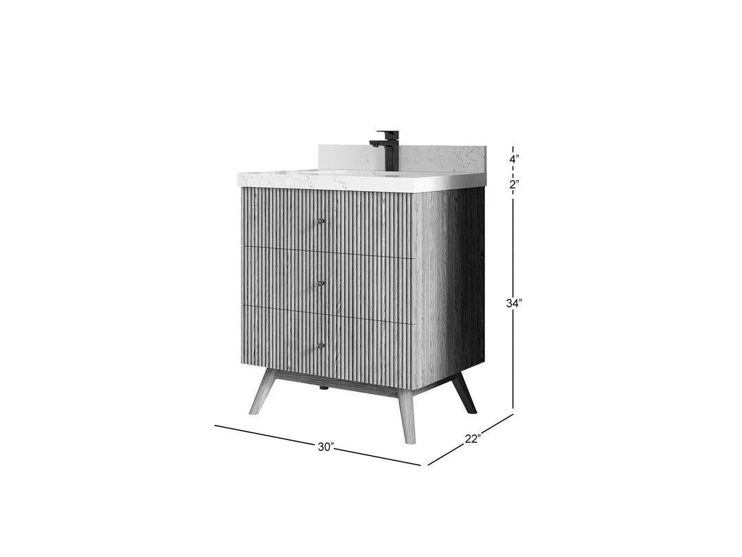 Pasadena White Oak 30 in. W x 22 in. D Single Sink Bathroom Vanity