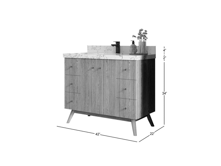 Pasadena White Oak 42 in. W x 22 in. D Single Sink Bathroom Vanity - photo 5
