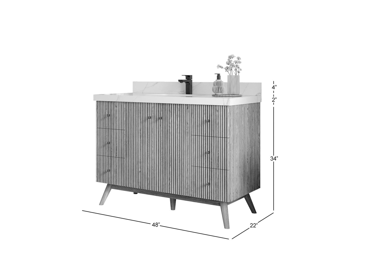 Pasadena White Oak 48 in. W x 22 in. D Single Sink Bathroom Vanity