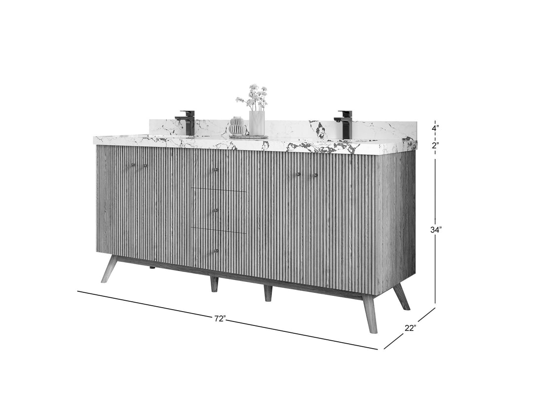 Pasadena White Oak 72 in. W x 22 in. D Double Sink Bathroom Vanity