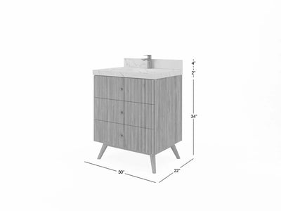 Pasadena Teak Wood 30 in. W x 22 in. D Single Sink Bathroom Vanity
