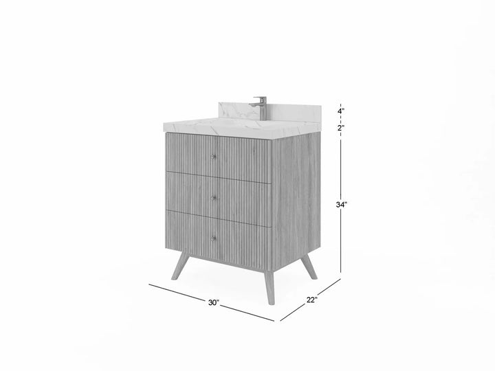 Pasadena Teak Wood 30 in. W x 22 in. D Single Sink Bathroom Vanity - photo 5