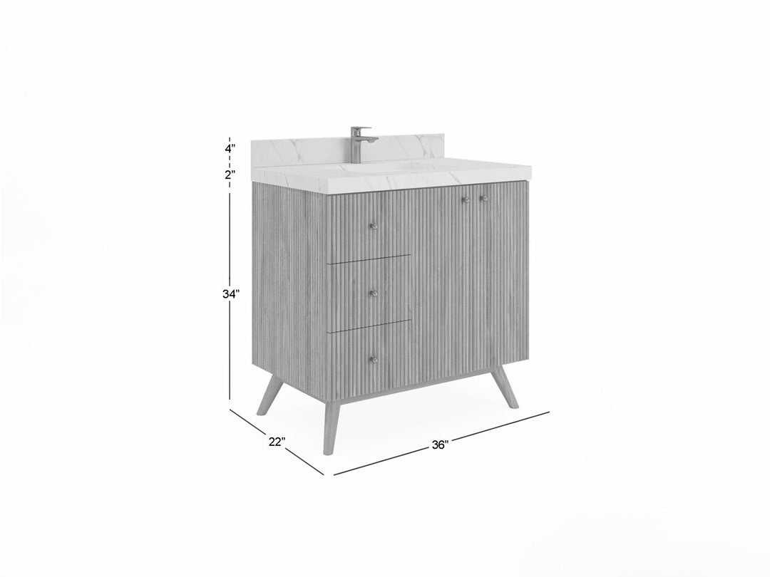 Pasadena Teak Wood 36 in. W x 22 in D Center Sink Bathroom Vanity