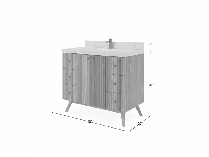 Pasadena Teak Wood 42 in. W x 22 in. D Single Sink Bathroom Vanity - photo 5