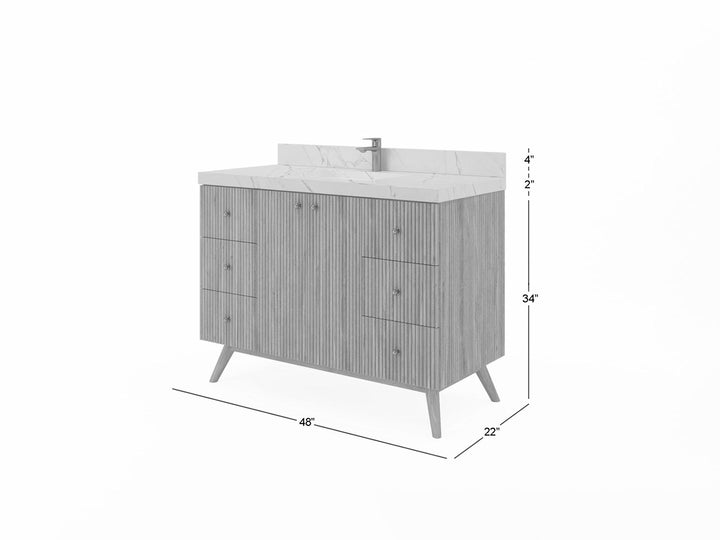 Pasadena Teak Wood 48 in. W x 22 in. D Single Sink Bathroom Vanity - photo 5
