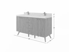 Pasadena Teak Wood 60 in. W x 22 in. D Double Sink Bathroom Vanity - photo 5