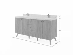Pasadena Teak Wood 72 in. W x 22 in. D Double Sink Bathroom Vanity - photo 4