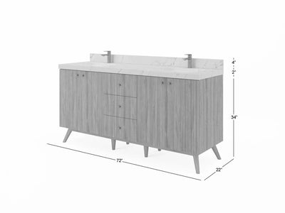 Pasadena Teak Wood 72 in. W x 22 in. D Double Sink Bathroom Vanity