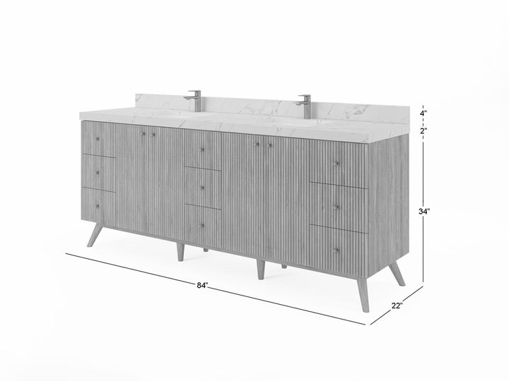Pasadena Teak Wood 84 in. W x 22 in. D Double Sink Bathroom Vanity - photo 5