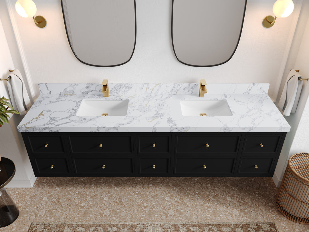 Roswell Floating 84 in. W x 22 in. D Double Sink Bathroom Vanity