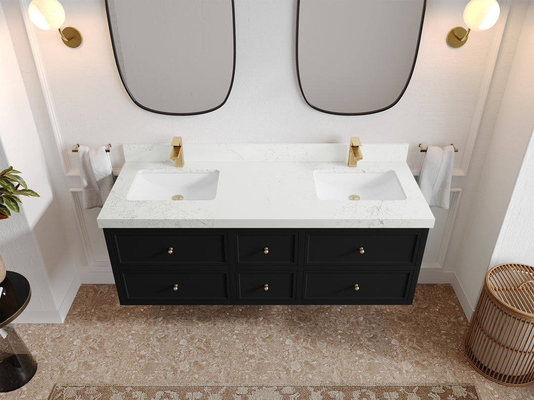Roswell Floating 60 in. W x 22 in. D Double Sink Bathroom Vanity