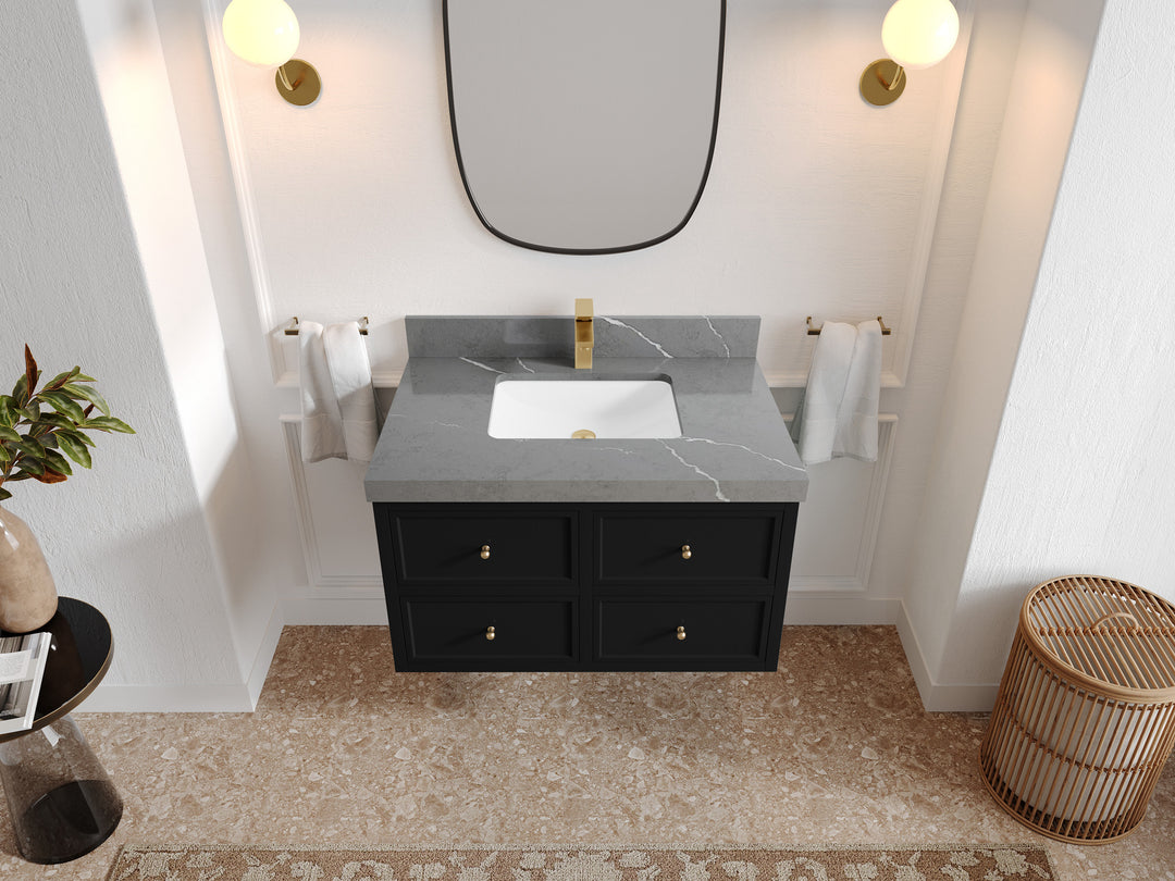 Roswell Floating 36 in. W x 22 in. D Center Sink Bathroom Vanity