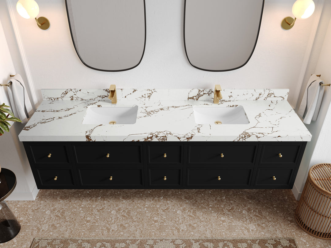 Roswell Floating 84 in. W x 22 in. D Double Sink Bathroom Vanity