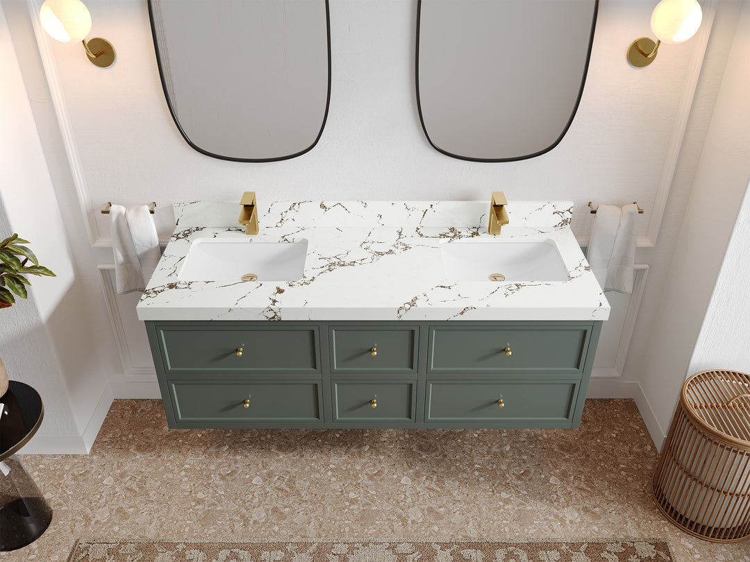 Roswell Floating 60 in. W x 22 in. D Double Sink Bathroom Vanity