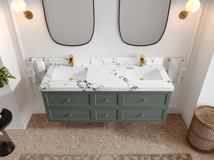Roswell Floating 60 in. W x 22 in. D Double Sink Bathroom Vanity - photo 38