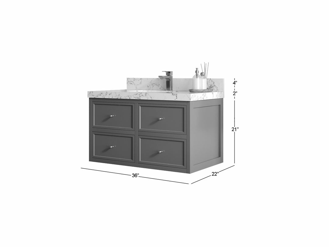 Roswell Floating 36 in. W x 22 in. D Center Sink Bathroom Vanity