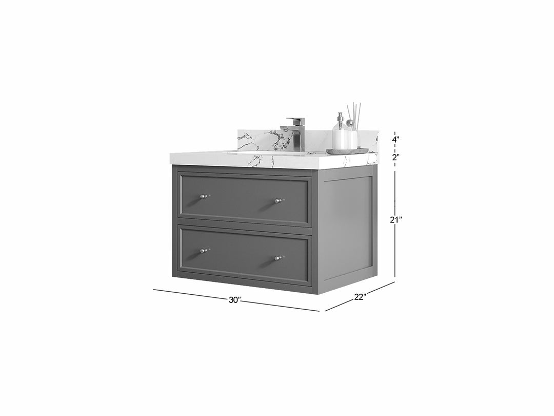 Roswell Floating 30 in. W x 22 in. D Single Sink Bathroom Vanity