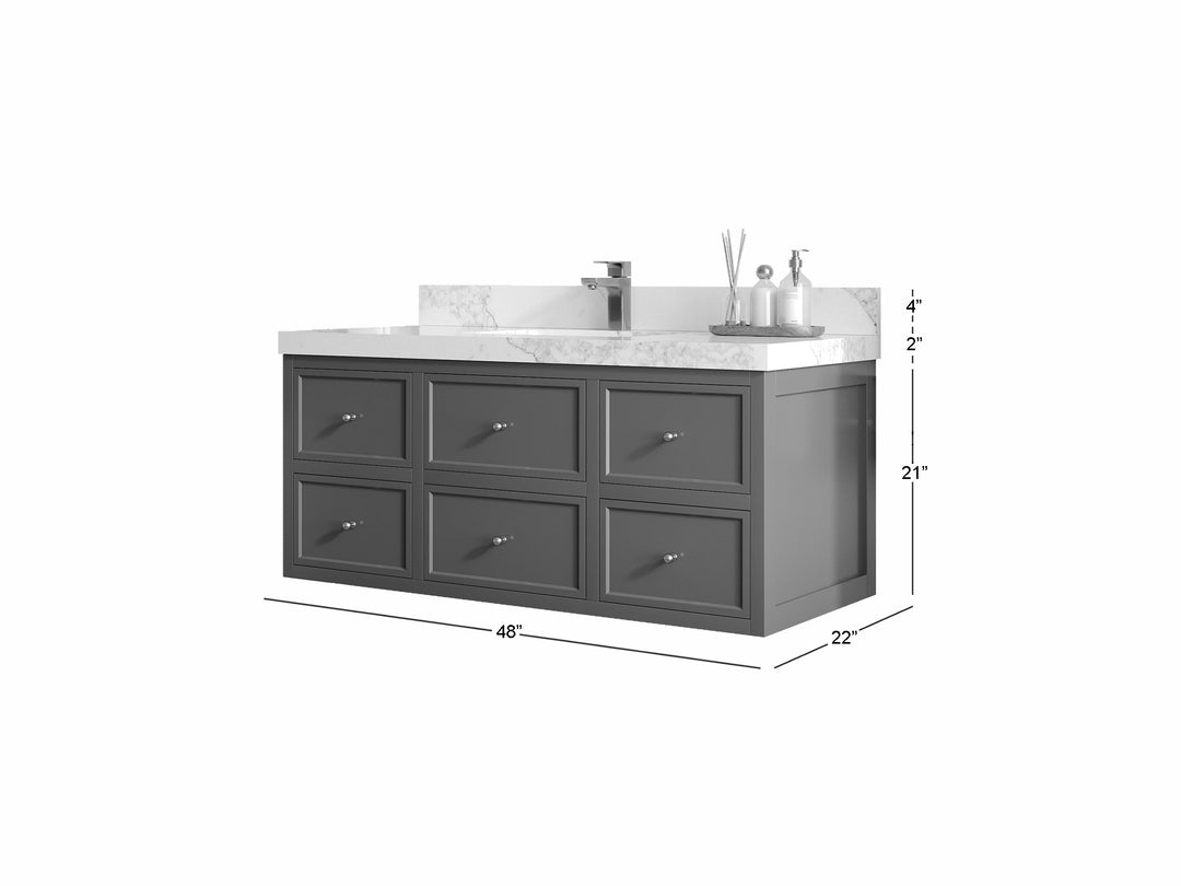 Roswell Floating 48 in. W x 22 in. D Single Sink Bathroom Vanity