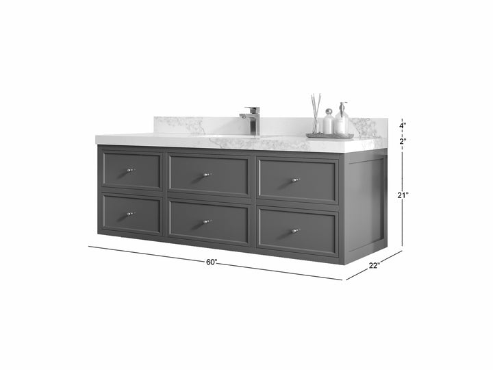 Roswell Floating 60 in. W x 22 in. D Single Sink Bathroom Vanity - photo 5