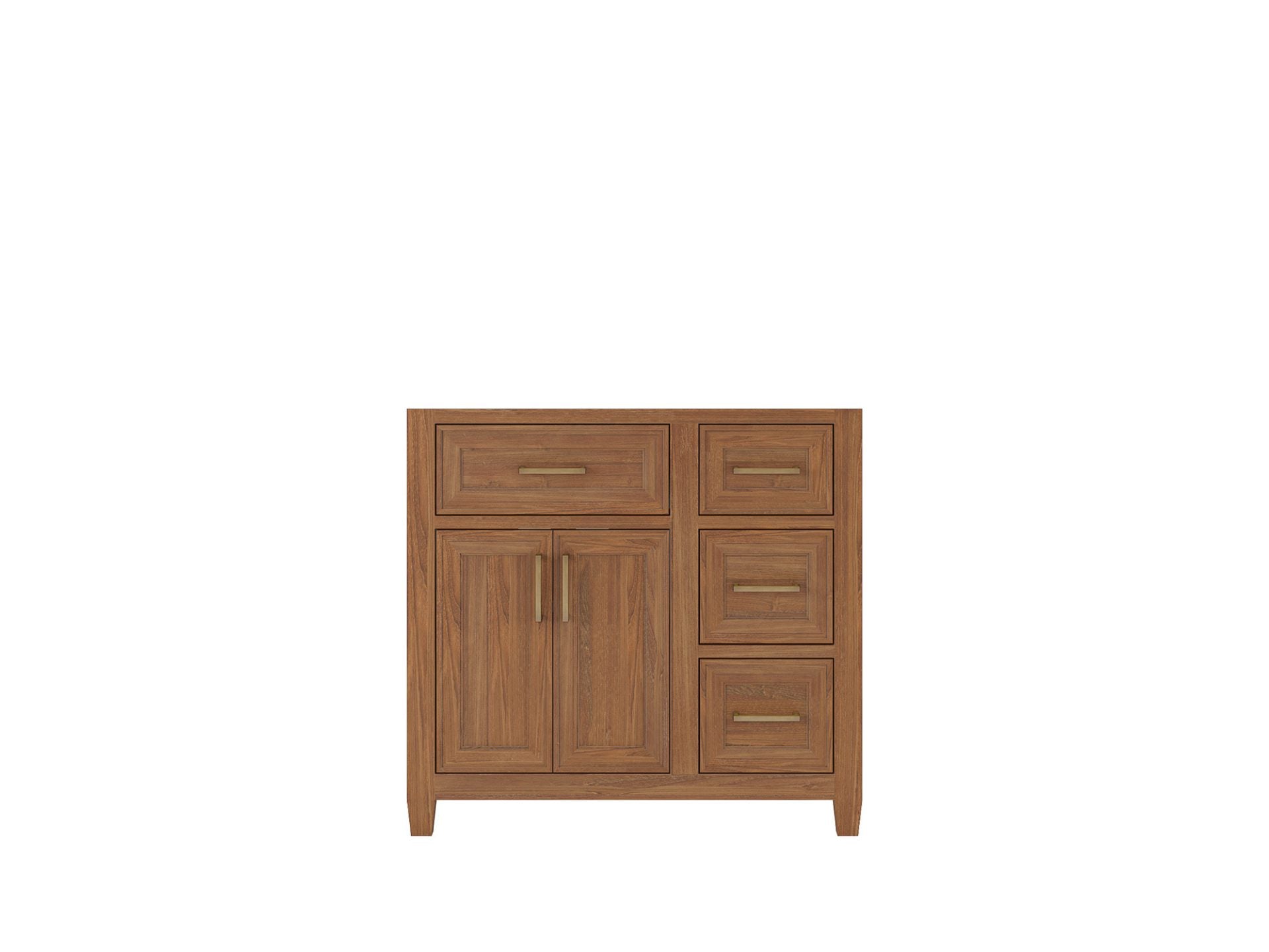 Santa Monica Teak Wood 36 in. W x 22 in. D Left Offset Sink Bathroom Vanity