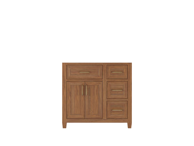 Santa Monica Teak Wood 36 in. W x 22 in. D Left Offset Sink Bathroom Vanity