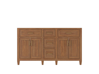 Santa Monica Teak Wood 60 in. W x 22 in. D Double Sink Bathroom Vanity