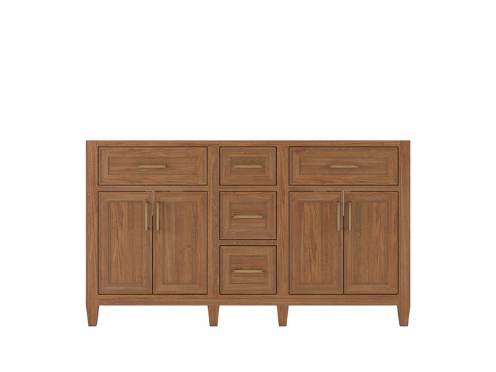 Santa Monica Teak Wood 60 in. W x 22 in. D Double Sink Bathroom Vanity - photo 6