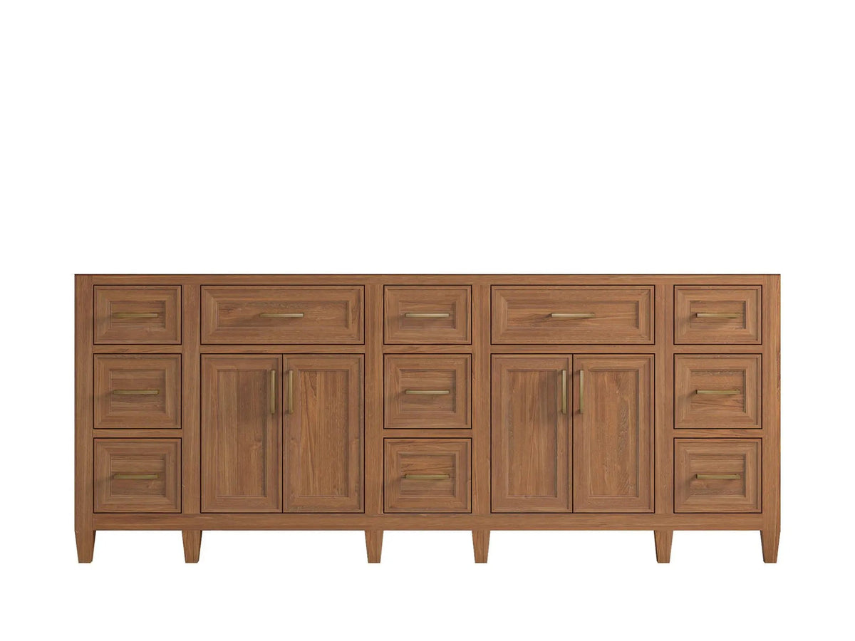 Santa Monica Teak Wood 84 in. W x 22 in. D Double Sink Bathroom Vanity