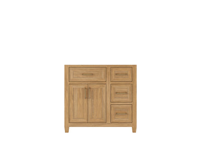 Santa Monica Teak Wood 36 in. W x 22 in. D Left Offset Sink Bathroom Vanity