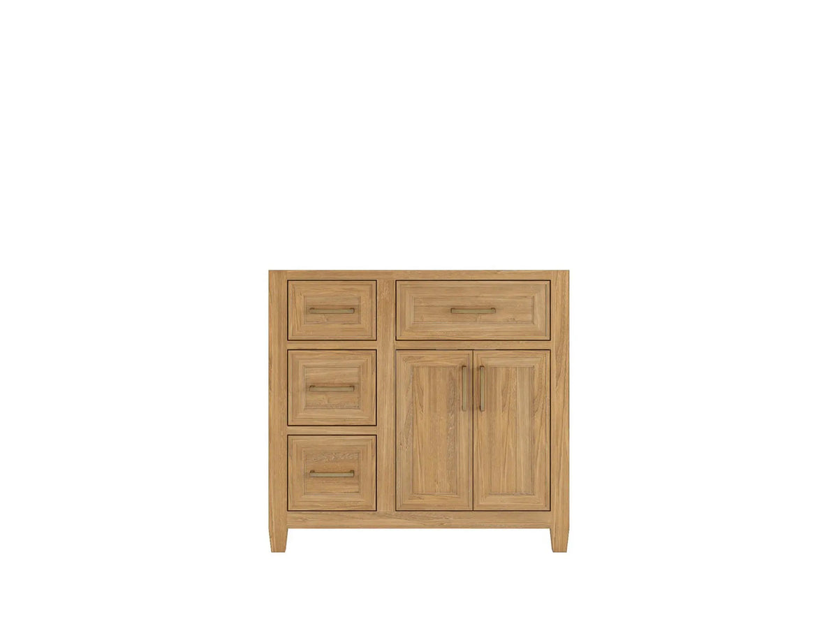 Santa Monica Teak Wood 36 in. W x 22 in. D Right Offset Sink Bathroom Vanity