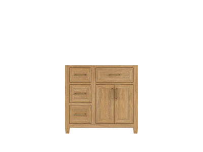 Santa Monica Teak Wood 36 in. W x 22 in. D Right Offset Sink Bathroom Vanity