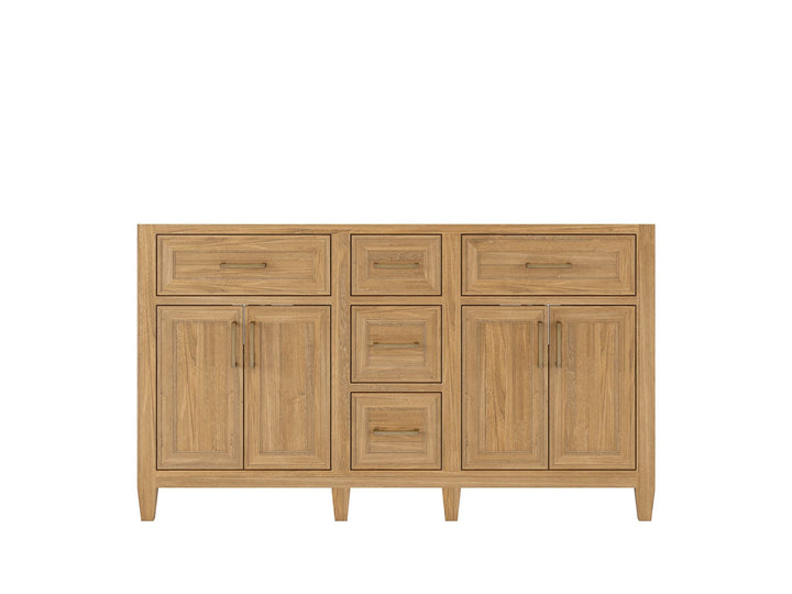 Santa Monica Teak Wood 60 in. W x 22 in. D Double Sink Bathroom Vanity - photo 6
