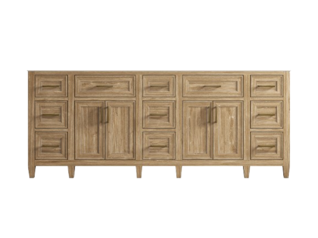 Santa Monica Teak Wood 84 in. W x 22 in. D Double Sink Bathroom Vanity