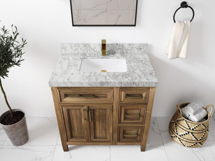 Santa Monica Teak Wood 36 in. W x 22 in. D Single Sink Bathroom Vanity - photo 22