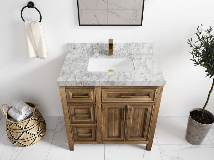 Santa Monica Teak Wood 36 in. W x 22 in. D Center Sink Bathroom Vanity - photo 22