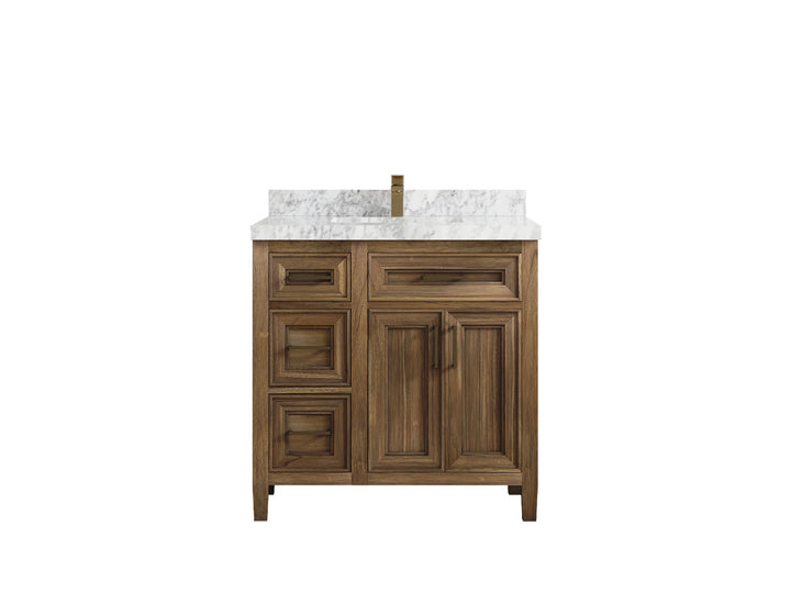 Santa Monica Teak Wood 36 in. W x 22 in. D Center Sink Bathroom Vanity - photo 23