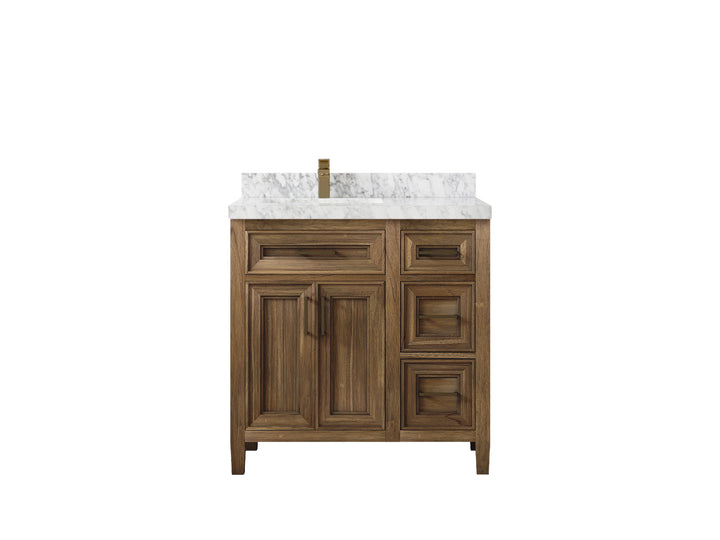 Santa Monica Teak Wood 36 in. W x 22 in. D Left Offset Sink Bathroom Vanity - photo 24
