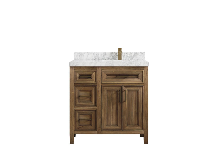 Santa Monica Teak Wood 36 in. W x 22 in. D Right Offset Sink Bathroom Vanity - photo 24