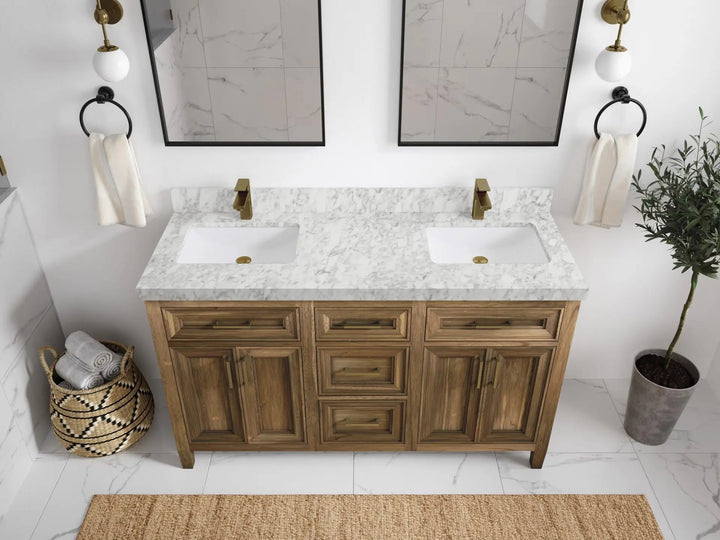Santa Monica Teak Wood 60 in. W x 22 in. D Double Sink Bathroom Vanity - photo 23