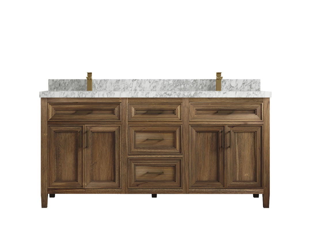 Santa Monica Teak Wood 72 in. W x 22 in. D Double Sink Bathroom Vanity