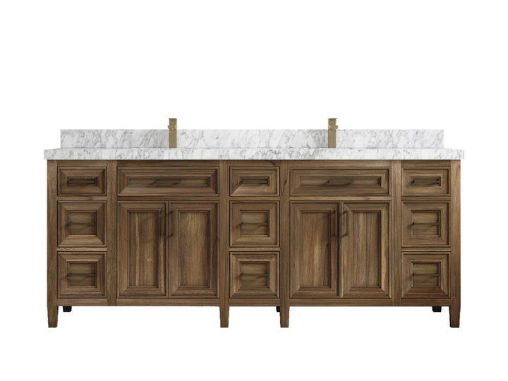 Santa Monica Teak Wood 84 in. W x 22 in. D Double Sink Bathroom Vanity - photo 24